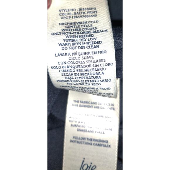 Joie Swing Dress Sz L Baltic Print Navy Blue/Black/White Mini Flowy Chiffon - Picture 10 of 16